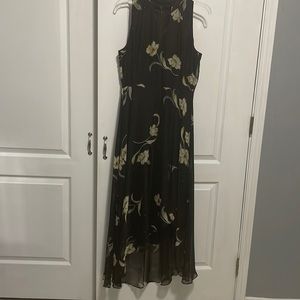 High/Low dress - White House Black Market brand - size 8 - Black floral print